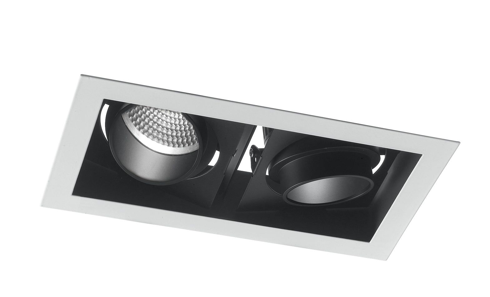 Encastré Apollo antiéblouissant noir LED à lumière orientable 2x45W lumière chaude