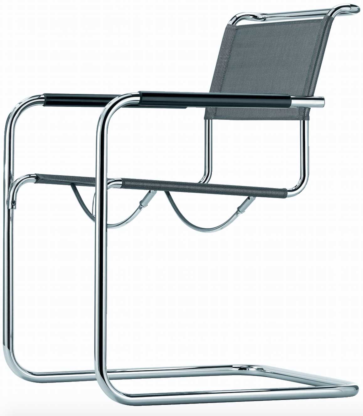 S 34 N Thonet / Chaise design avec accoudoirs résille argenté