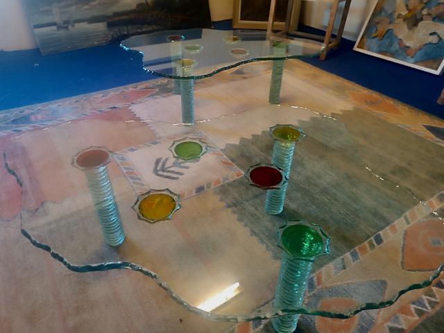 Table Salvat Jean Daniel Sculpture sur verre clair cabochons multicolores Modèle Ancien Seconde Main modèle Toy – Image 6