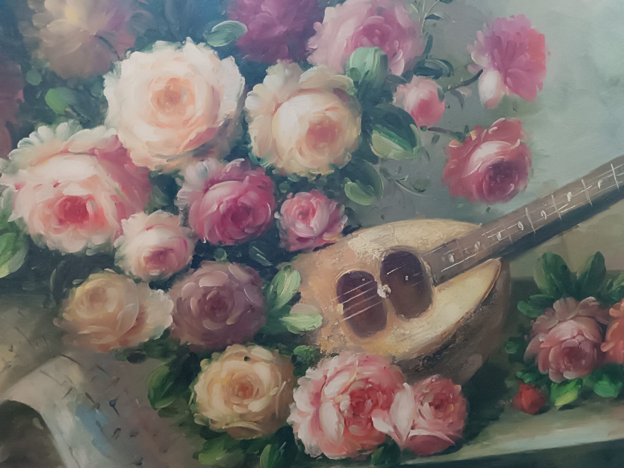 Tableau Bouquet de Roses Huile sur Toile Epoque XXème – Image 6