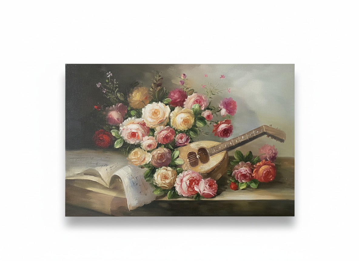 Tableau Bouquet de Roses Huile sur Toile Epoque XXème – Image 3